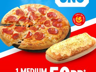 Promo Domino’s Pizza Paket PAPI UNO Rp. 50.000 dapat medium pizza dan sides