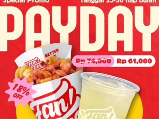 Promo Fan Fries Payday Combo Diskon 18% jadi Rp. 61.000 untuk curly fries dan iced lemonade