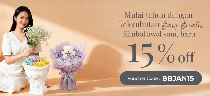 Buket Baby Breath FlowerAdvisor diskon 15% simbol ketulusan dan cinta murni