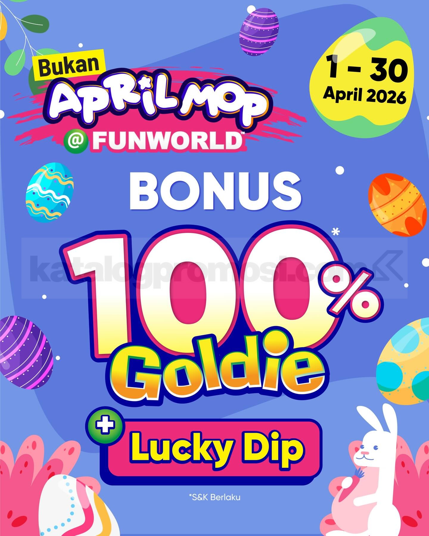 Promo Funworld Bukan April Mop Bonus 100% Goldie Promo Funworld Bukan April Mop Bonus 100% Goldie dan Lucky Dip April 2026