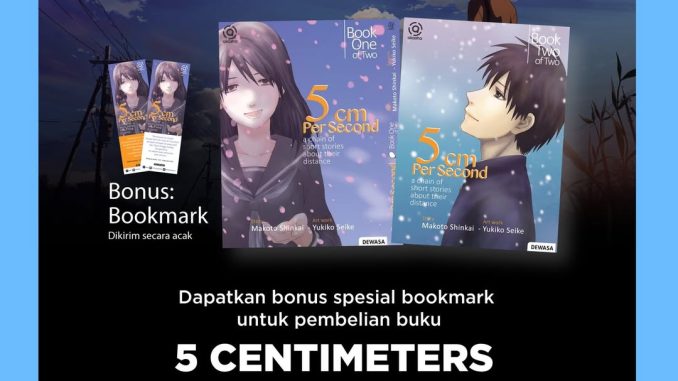 Promo Gramedia 5 Centimeters Per Second Rp. 58.000 bonus bookmark spesial