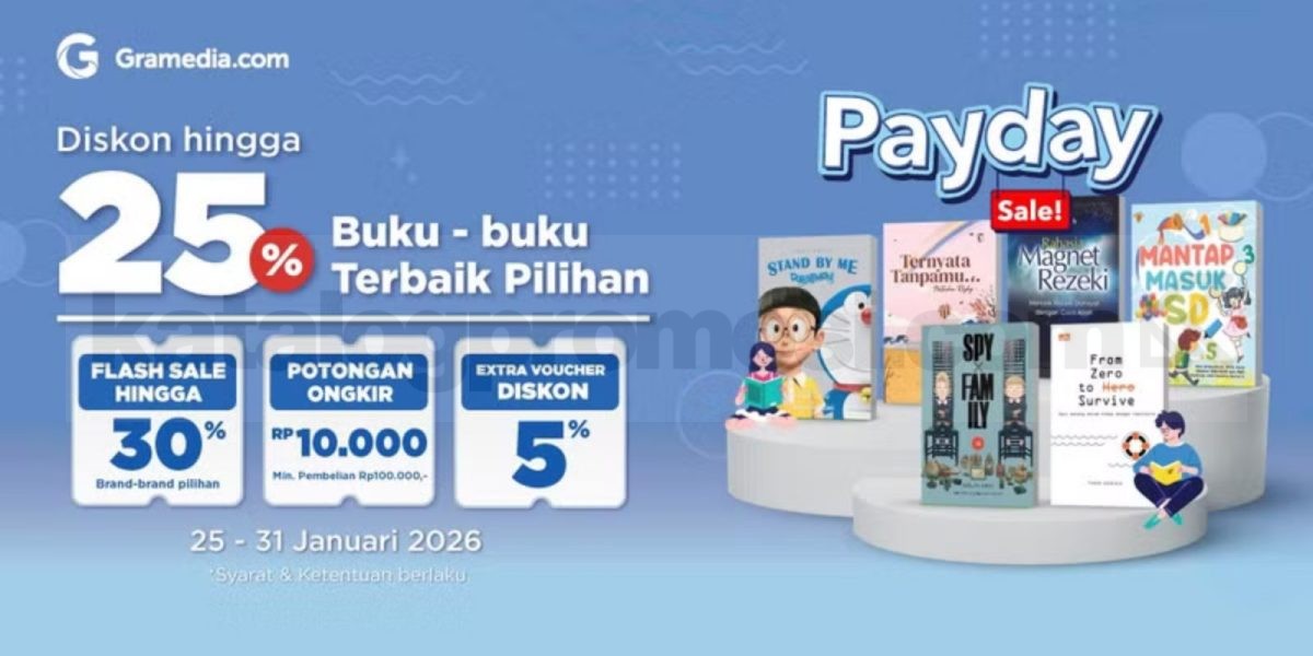 Promo Gramedia Payday Diskon Buku hingga 25% Promo Gramedia Payday Diskon Buku hingga 25% periode 25-31 Januari 2026