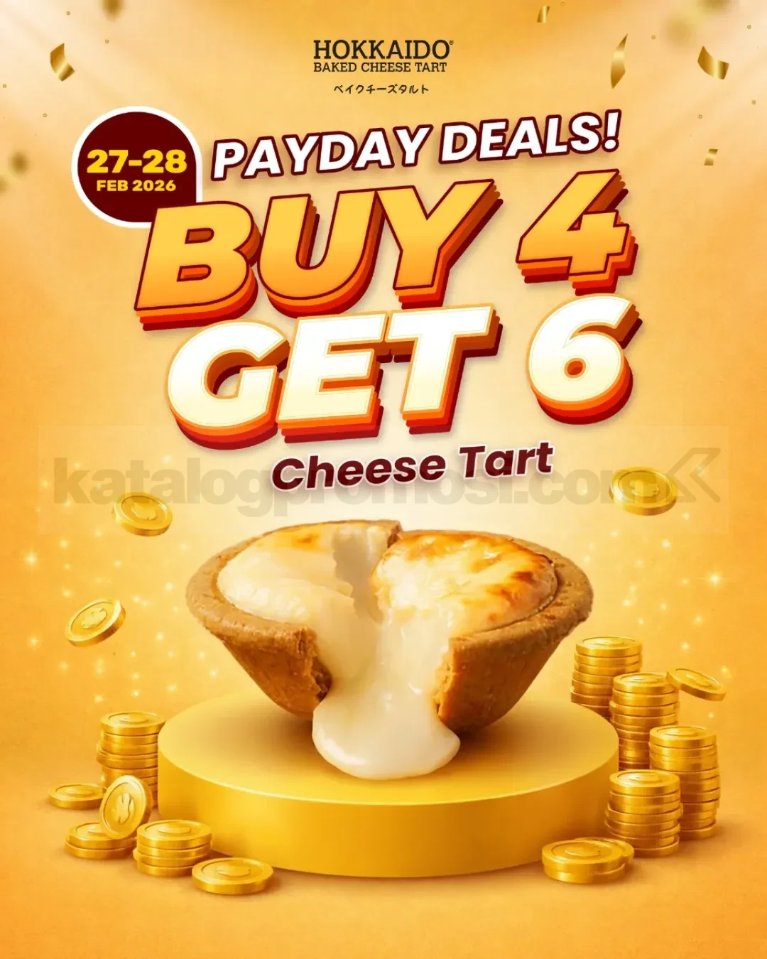 Promo Hokkaido Baked Cheese Tart Payday Buy 4 Get 6 Promo Hokkaido Baked Cheese Tart Payday Buy 4 Get 6 tambah 2 cheese tart gratis pilihan rasa
