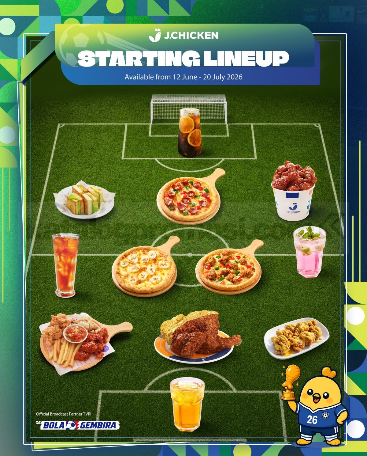 Promo J.Chicken Goal World Set Menu mulai Rp. 16.364 Promo J.Chicken Goal World Set Menu mulai Rp. 16.364 dengan paket ayam pizza dan refill minuman