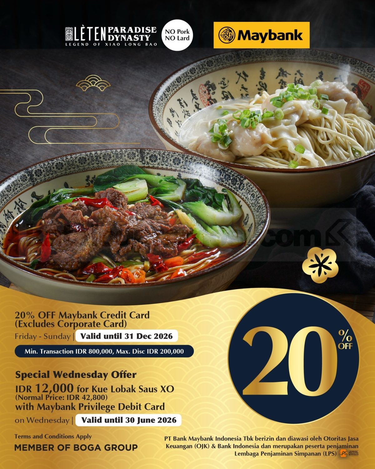 Promo Lèten Paradise Dynasty Bank Diskon hingga 30% Promo Lèten Paradise Dynasty Bank Diskon hingga 30% 5