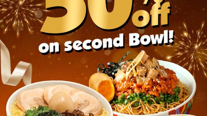 Promo Marutama Ramen Tahun Baru Diskon 50% mangkuk kedua dine in Medan