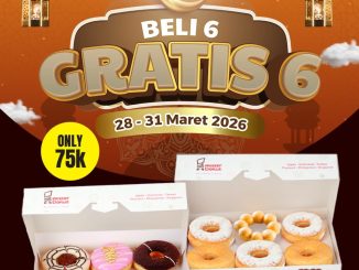 Promo Mister Donut Beli 6 Gratis 6 Donut dengan harga Rp. 75.000 dapat 12 donut periode Maret 2026