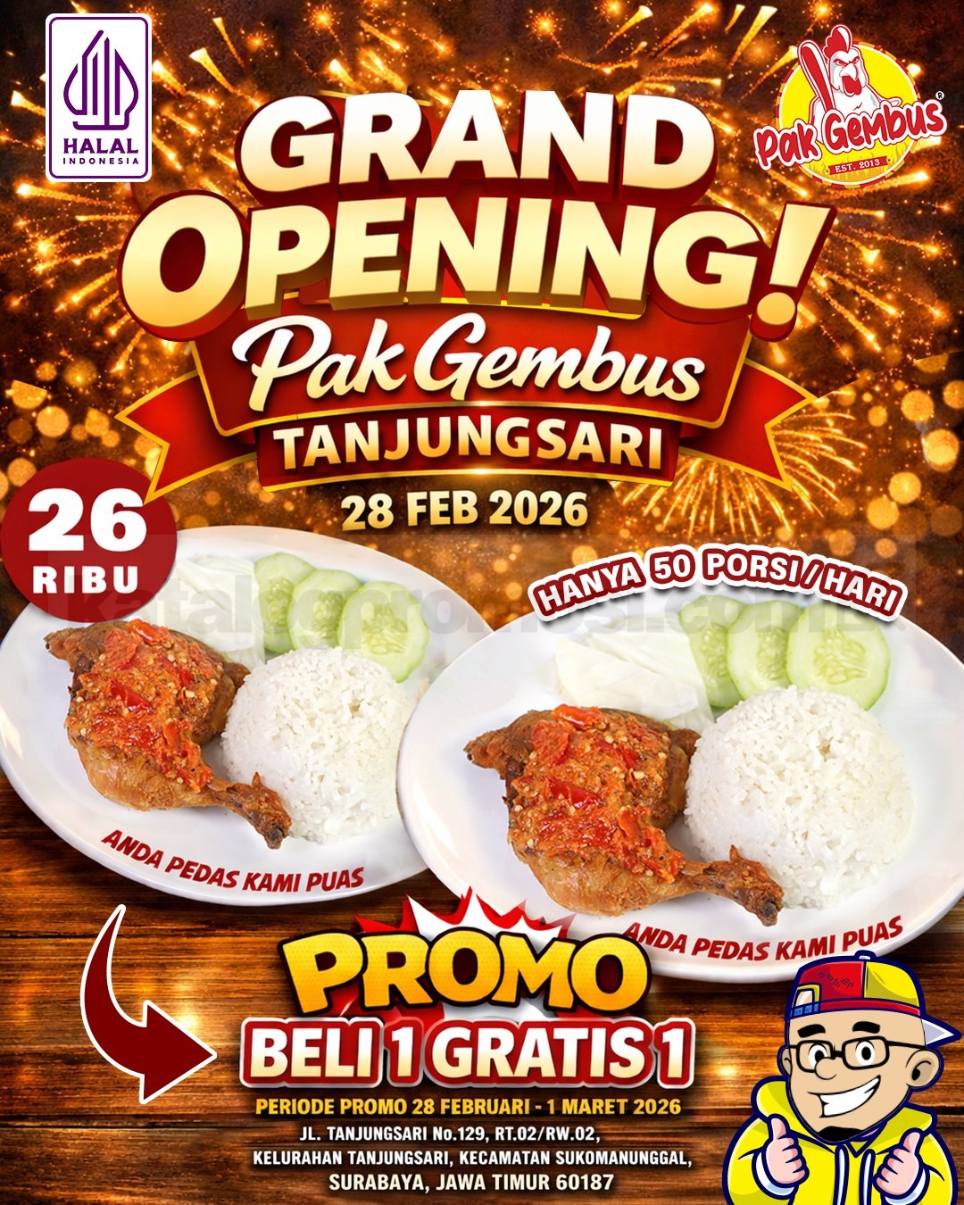 Promo Pak Gembus Grand Opening Tanjungsari Beli 1 Gratis 1 Promo Pak Gembus Grand Opening Tanjungsari Beli 1 Gratis 1 Surabaya