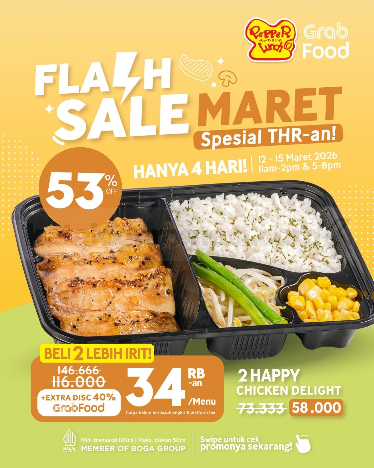 Promo Pepper Lunch GrabFood Flash Sale Diskon 53% Promo Pepper Lunch GrabFood Flash Sale Diskon 53% dengan menu favorit harga hemat melalui aplikasi GrabFood
