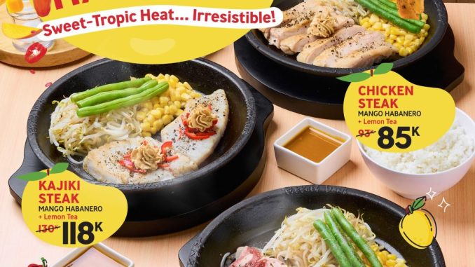 Promo Pepper Lunch NEW Sizzling Mango Habanero Set mulai Rp. 85.000 dengan pilihan chicken, beef, dan kajiki