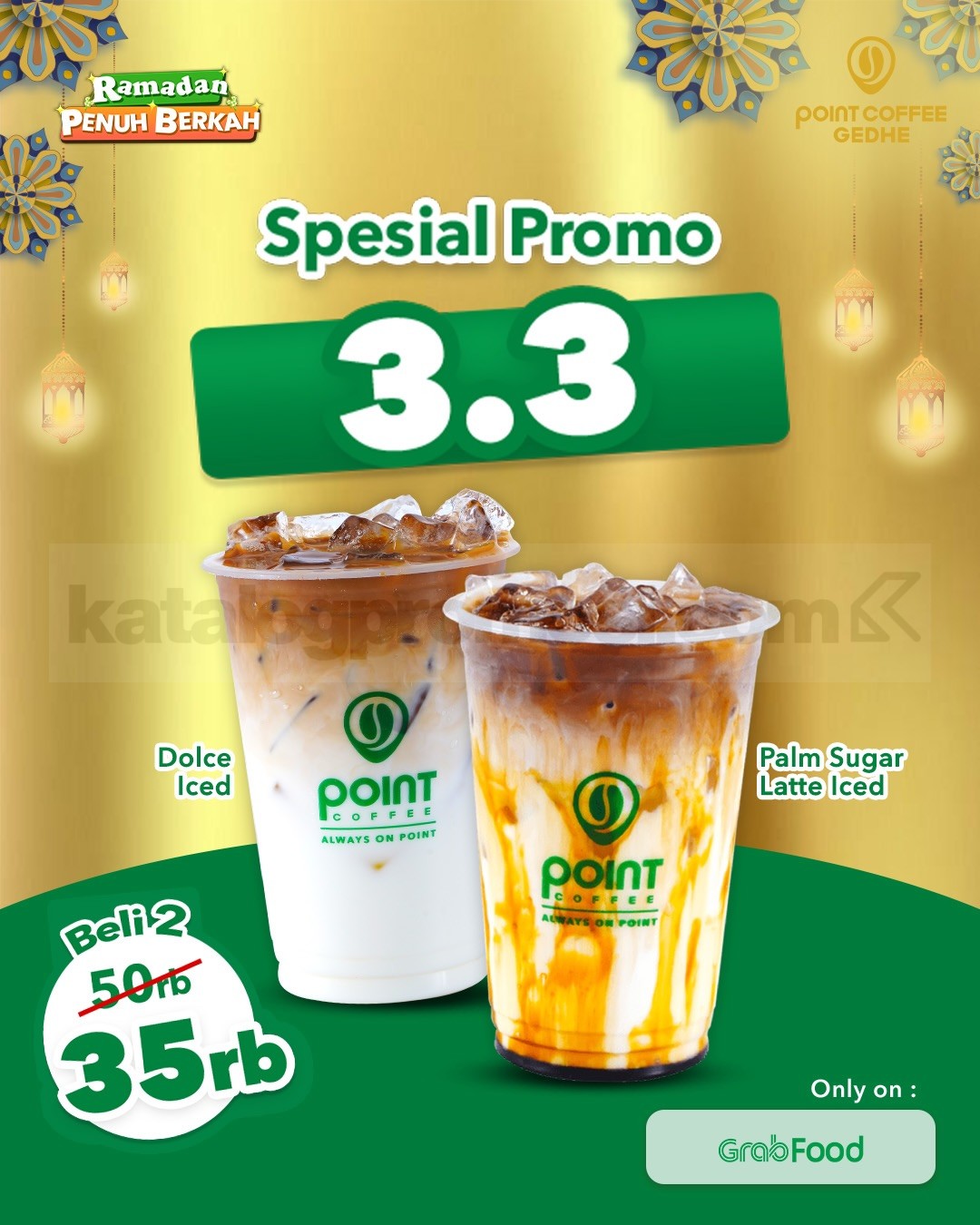 Promo Point Coffee Double Date 3.3 Beli 2 Rp. 35.000 Promo Point Coffee Double Date 3.3 Beli 2 Rp. 35.000 3 Maret 2026 via GrabFood