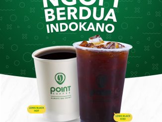 Promo Point Coffee Ngopi Berdua Indokano mulai Rp. 32.000 untuk paket Long Black Hot dan Iced Juni 2026