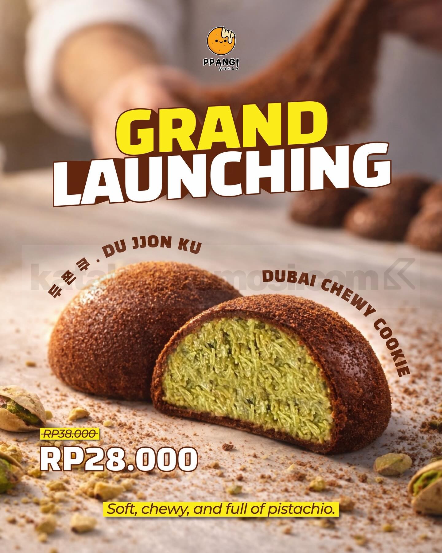 Promo PPANG NEW! Dubai Chewy Cookie Launch Price Rp. 28.000 Promo PPANG NEW! Dubai Chewy Cookie Launch Price Rp. 28.000 dengan isian pistachio melimpah
