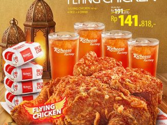 Promo Richeese Factory Combo Mabar Flying Chicken Rp 141.818 paket ayam utuh 4 nasi 4 minuman