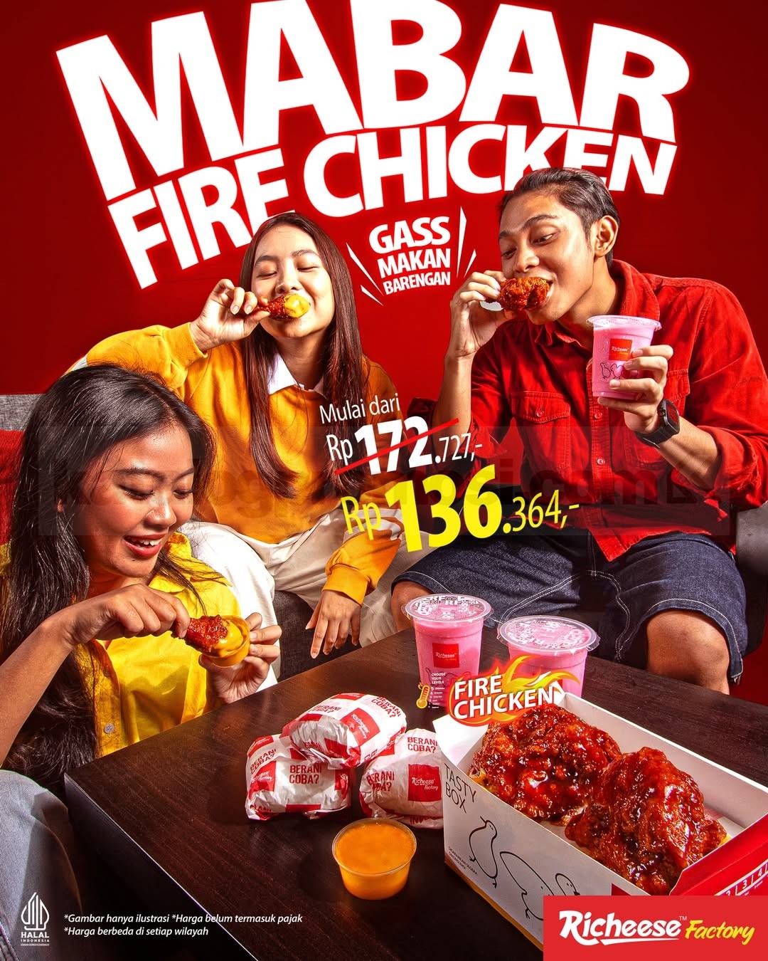 Promo Richeese Factory Mabar Fire Chicken mulai Rp. 136.364 Promo Richeese Factory Mabar Fire Chicken mulai Rp. 136.364 paket makan rame