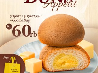 Promo Roti'O Juni BunsAppetite Paket Mulai Rp. 60.000 dengan pilihan roti, kopi, dan goodie bag selama Juni 2026.