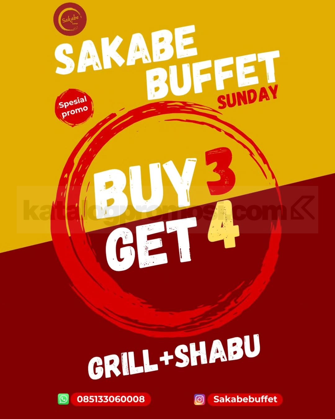 Promo Sakabe Buffet Buy 3 Get 4 All You Can Eat Promo Sakabe Buffet Buy 3 Get 4 All You Can Eat grill dan shabu sepuasnya Mei 2026