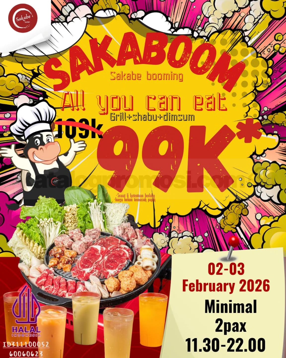 Promo Sakabe Buffet Sakaboom All You Can Eat Rp. 99.000 Promo Sakabe Buffet Sakaboom All You Can Eat Rp. 99.000 makan dan minum sepuasnya