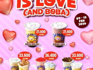 Promo Street Boba All You Need Is Love Menu Ngedate mulai Rp. 21.600 dengan pilihan minuman favorit