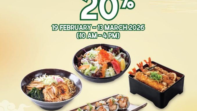 Promo Sushi Tei Takeaway Diskon 20% min Rp300.000 periode 19 Februari - 13 Maret 2026 di Bandung