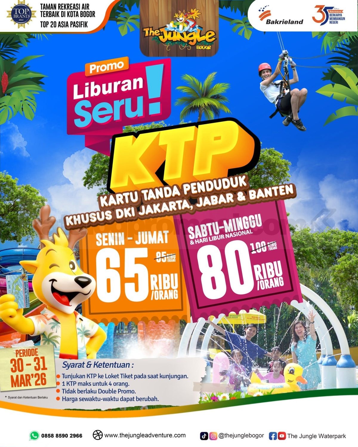 Promo The Jungle Liburan Seru Tiket mulai Rp. 60.000 Promo The Jungle Liburan Seru Tiket mulai Rp. 60.000 di Bogor