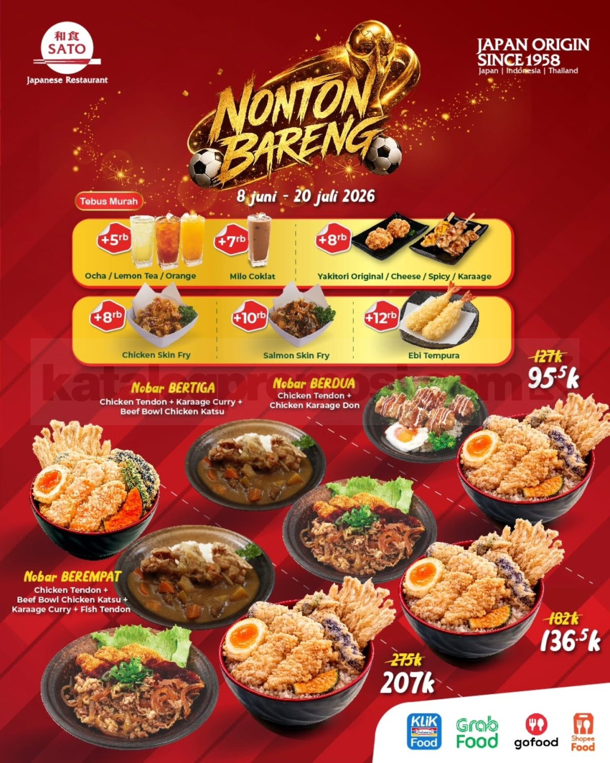 Promo Washoku Sato Paket Nobar World Cup mulai Rp. 55.000 Promo Washoku Sato Paket Nobar World Cup mulai Rp. 55.000 1