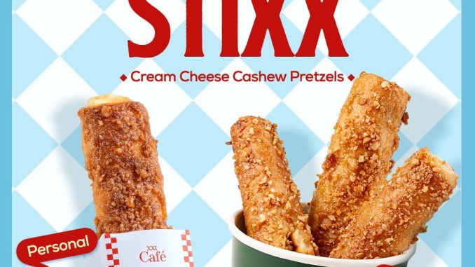 Promo XXI Café STIXX Cream Cheese Cashew Pretzels Rp. 12.000 tersedia satuan dan sharing