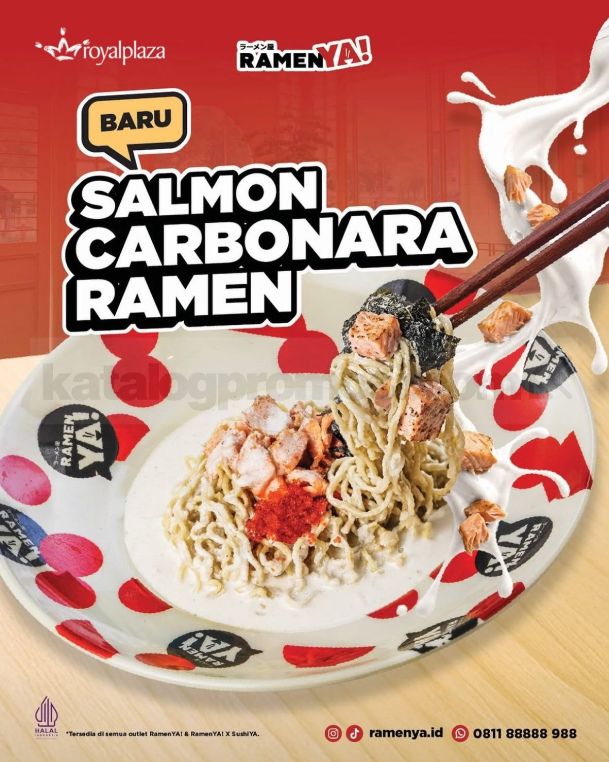 Promo RamenYA! NEW! Salmon Carbonara Ramen Promo RamenYA! NEW! Salmon Carbonara Ramen menu ramen creamy dengan potongan salmon di seluruh outlet RamenYA!.