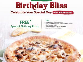Promo Bellamama April Birthday Bliss gratis pizza dengan min pembelian Rp. 150.000