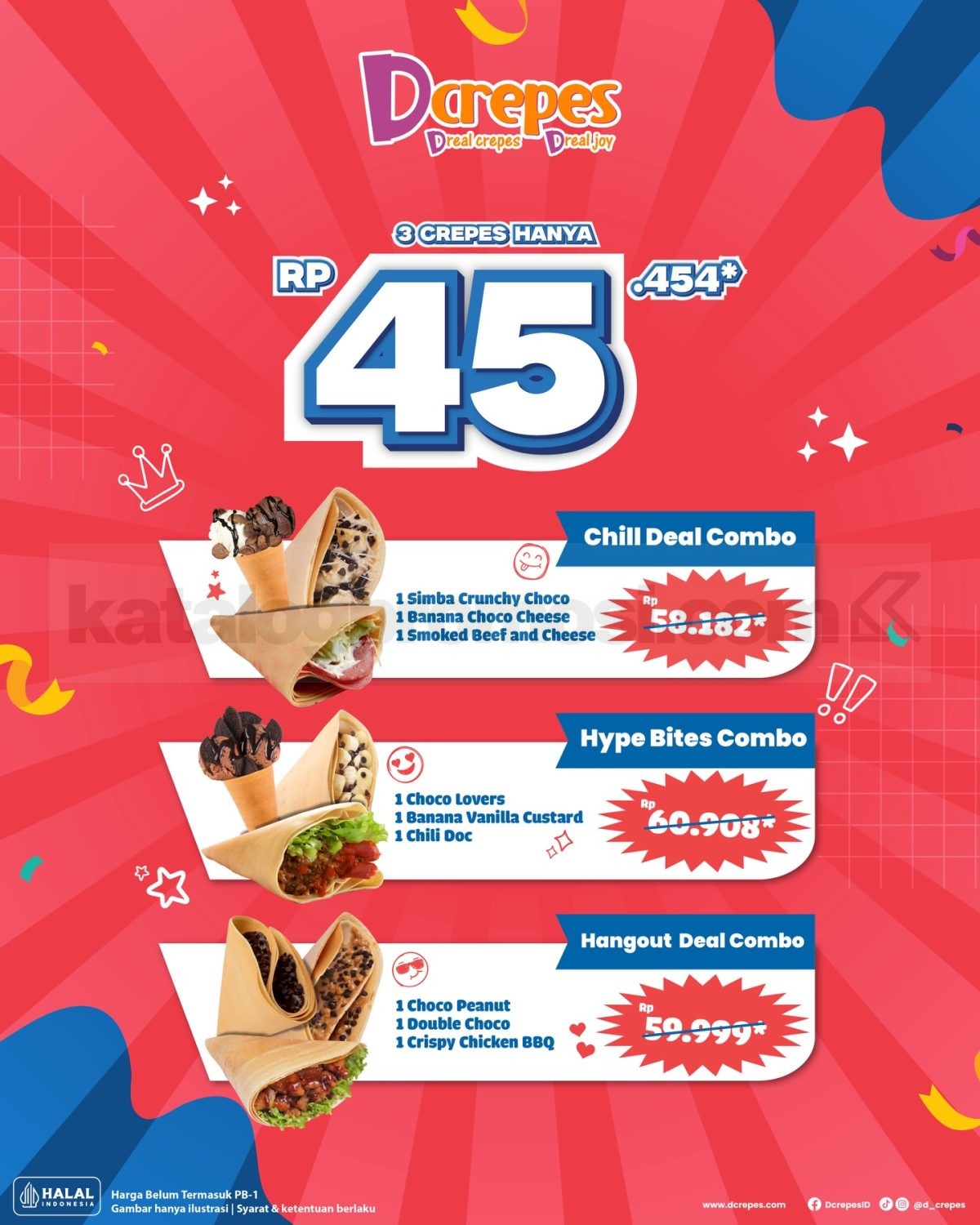Promo Dcrepes Paket 3 Crepes Rp. 45.000 Promo Dcrepes Paket 3 Crepes Rp. 45.000 pilihan paket crepes hemat April 2026