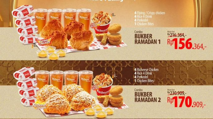 Promo Richeese Factory Combo Bukber Ramadan mulai Rp. 156.364 paket ayam nasi minuman