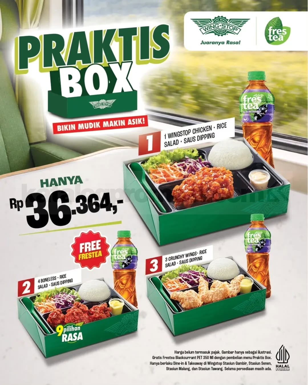 Promo Wingstop Praktis Box mulai Rp. 36.364 Gratis Frestea Promo Wingstop Praktis Box mulai Rp. 36.364 gratis Frestea