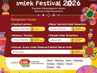 Imlek Festival 2026 di Lapangan Banteng Jakarta 22 Februari – 3 Maret 2026 dengan parade dan festival budaya.