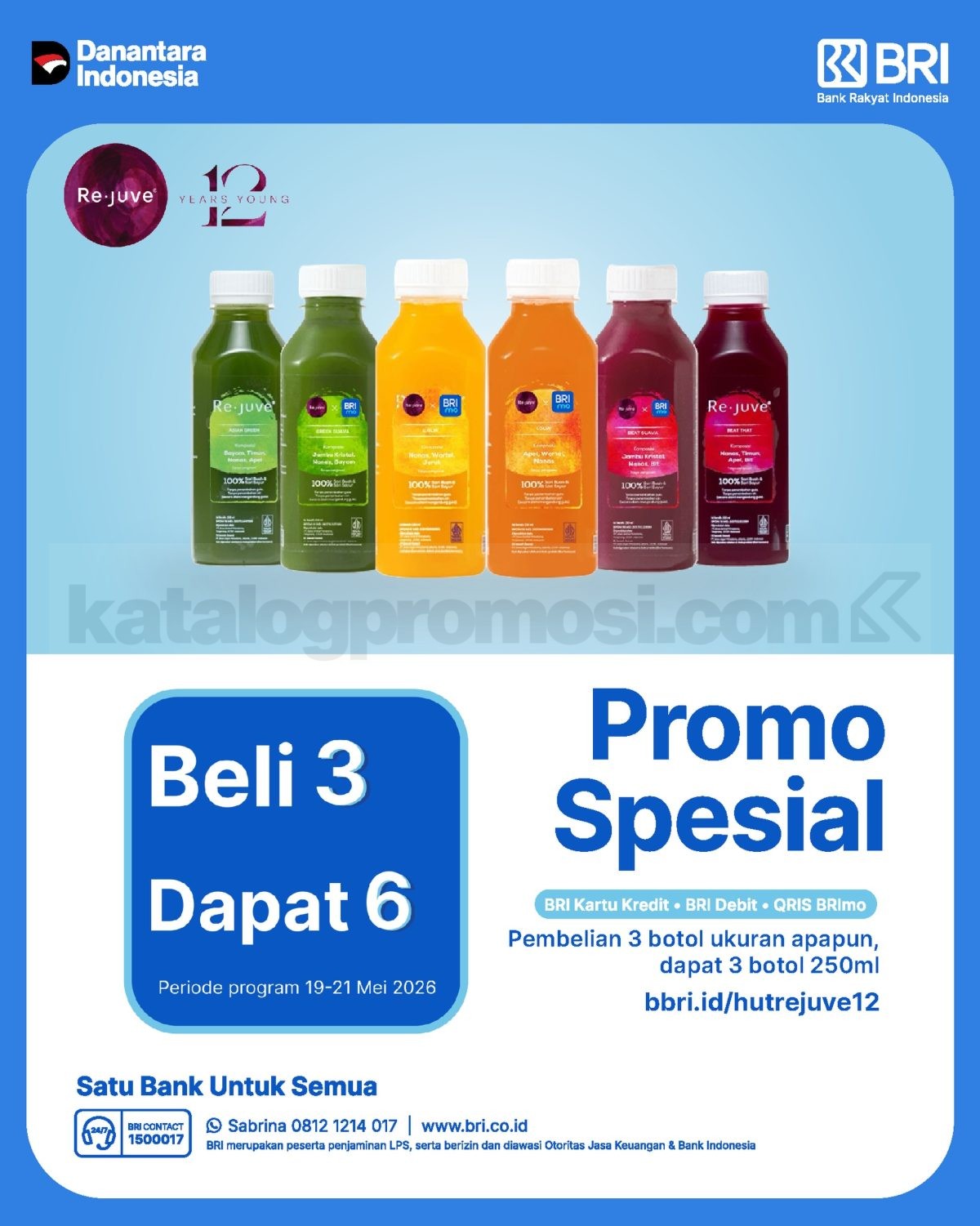Promo Re.juve HUT 12 Tahun Buy 3 Get 6 Dengan Menggunakan Kartu BRI Promo Re.juve HUT 12 Tahun Buy 3 Get 6 Dengan Menggunakan Kartu BRI di seluruh store