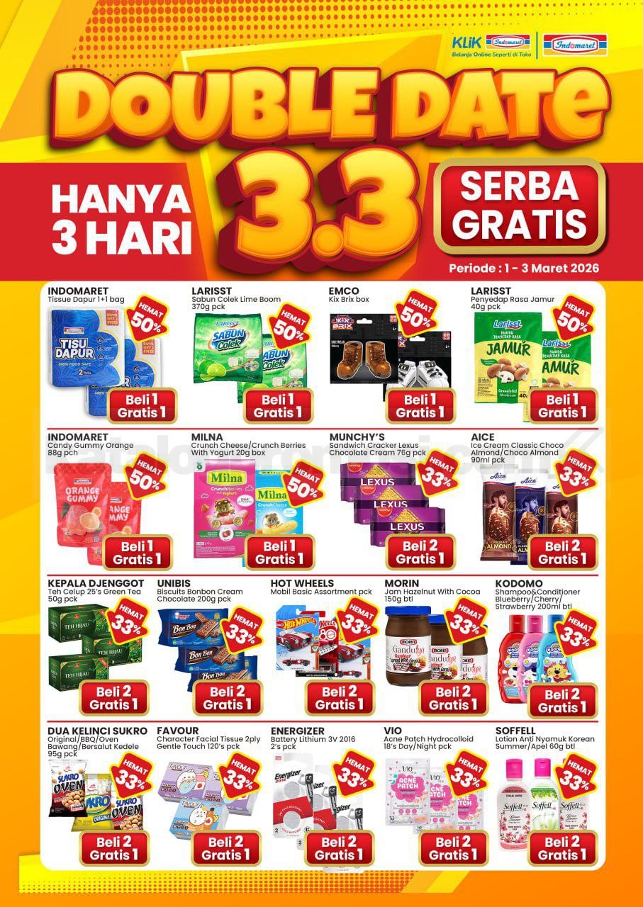 Promo 3.3 INDOMARET SPECIAL DOUBLE DATE ! BANYAK PROMONYA ...! Promo 3.3 INDOMARET SPECIAL DOUBLE DATE ! BANYAK PROMONYA ...!
