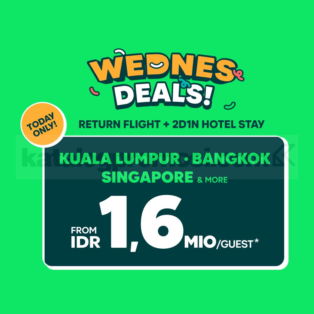 Promo AirAsia WEDNESDEALS Diskon hingga Rp. 400.000 Promo AirAsia WEDNES DEALS! Diskon Rp. 400.000 paket Flight+Hotel 11 Februari 2026
