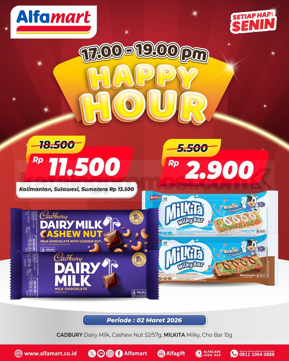 Promo Alfamart Happy Hour Hanya 2 Jam Promo Alfamart Happy Hour Hanya 2 Jam 2 Maret 2026 pukul 17.00–19.00 WIB