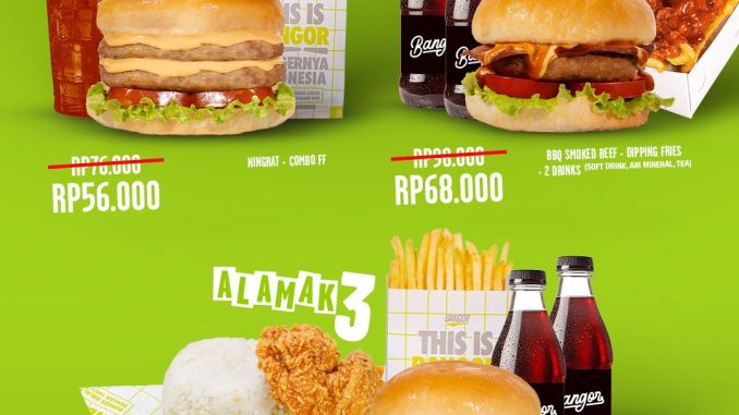 Promo Burger Bangor ALAMAK paket mulai Rp. 56.000 lengkap burger BFC fries dan minuman