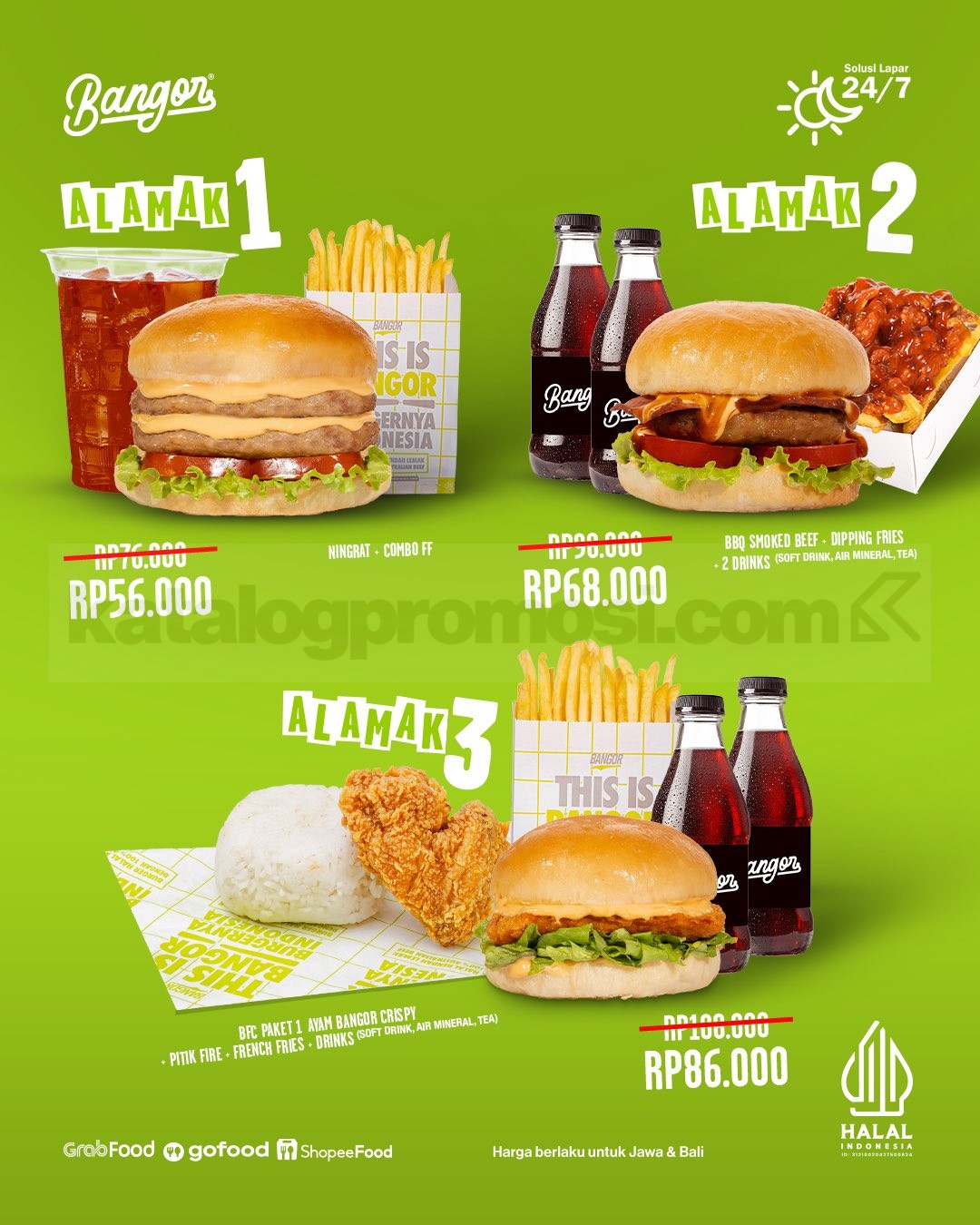 Promo Burger Bangor ALAMAK Paket mulai Rp. 56.000 Promo Burger Bangor ALAMAK paket mulai Rp. 56.000 lengkap burger BFC fries dan minuman