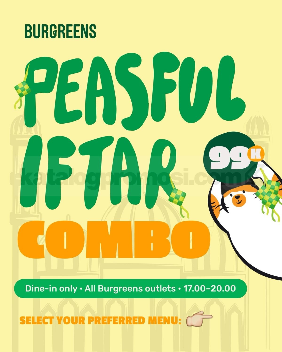 Promo Burgreens Peasful Iftar Combo Rp. 99.000 Promo Burgreens Peasful Iftar Combo Rp. 99.000 paket buka puasa lengkap