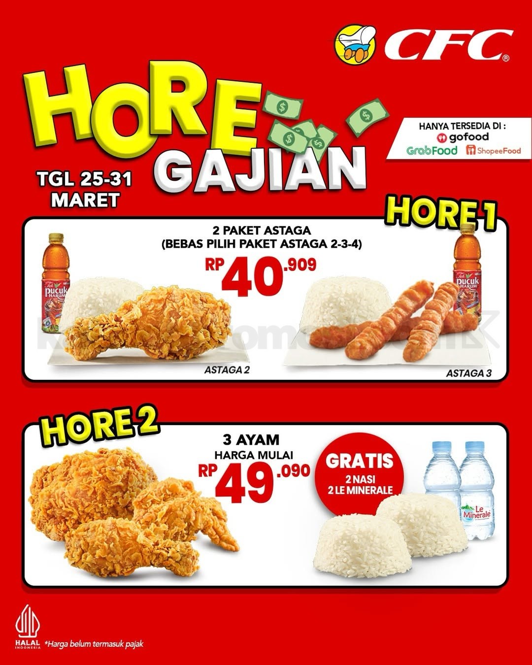 Promo CFC Hore Gajian Paket Ayam mulai Rp. 40.909 Promo CFC Hore Gajian Paket Ayam mulai Rp. 40.909 via aplikasi ojol