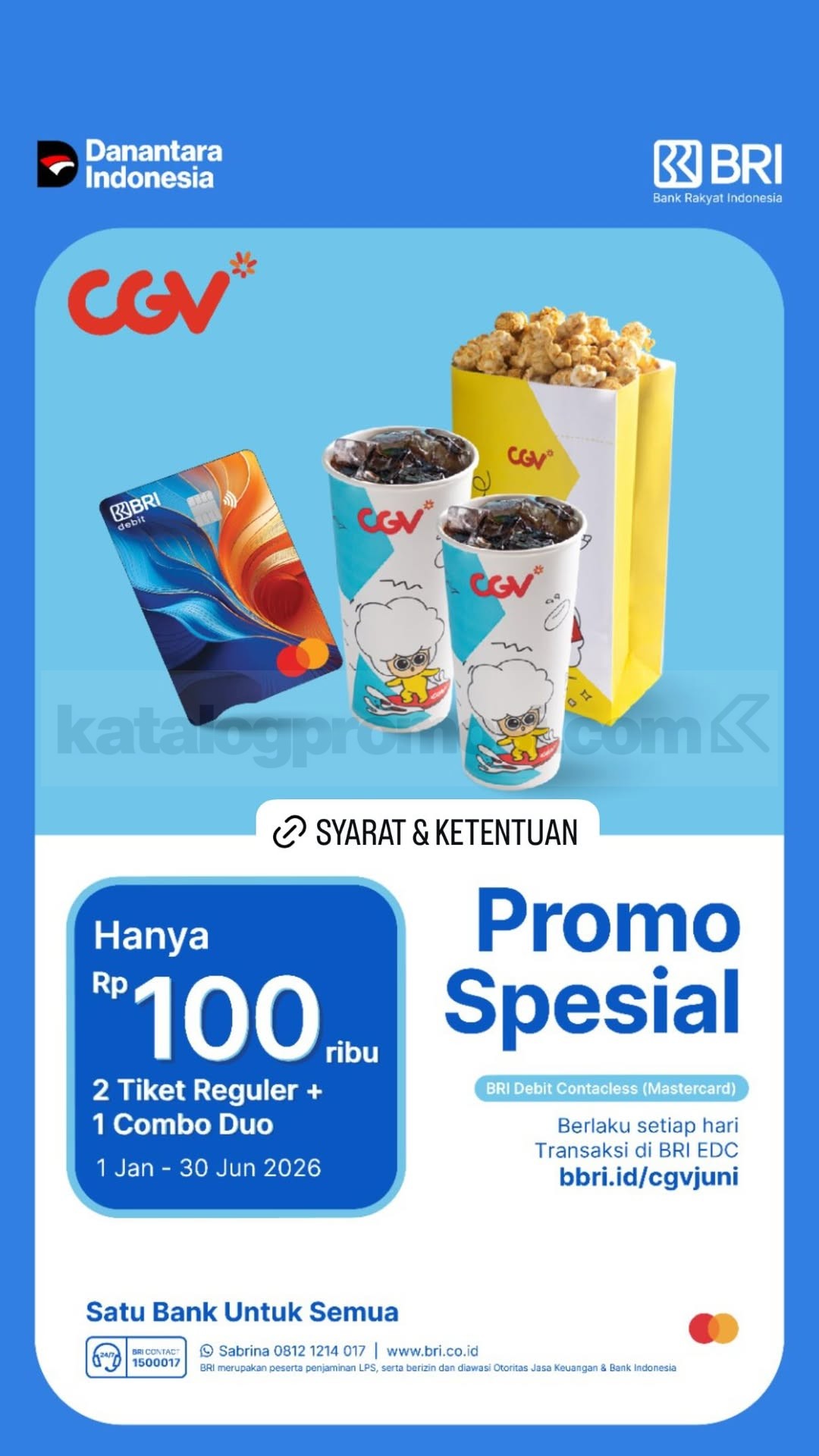 Promo CGV BRI Kencan 2 Tiket + Combo Duo Rp. 100.000 Promo CGV BRI Kencan 2 Tiket + Combo Duo Rp. 100.000 nonton hemat berdua dapat popcorn dan minum.
