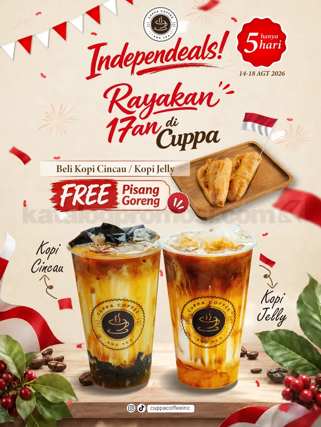 Promo Cuppa Coffee Independeals Beli 1 Gratis 1 Promo Cuppa Coffee Independeals Beli 1 Gratis 1 dengan Kopi Cincau atau Kopi Jelly