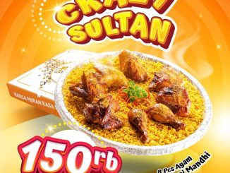 Promo Emado’s Crazy Sultan Paket Lengkap Rp. 150.000 untuk 8 pcs ayam dan 10 nasi mandhi periode Mei 2026