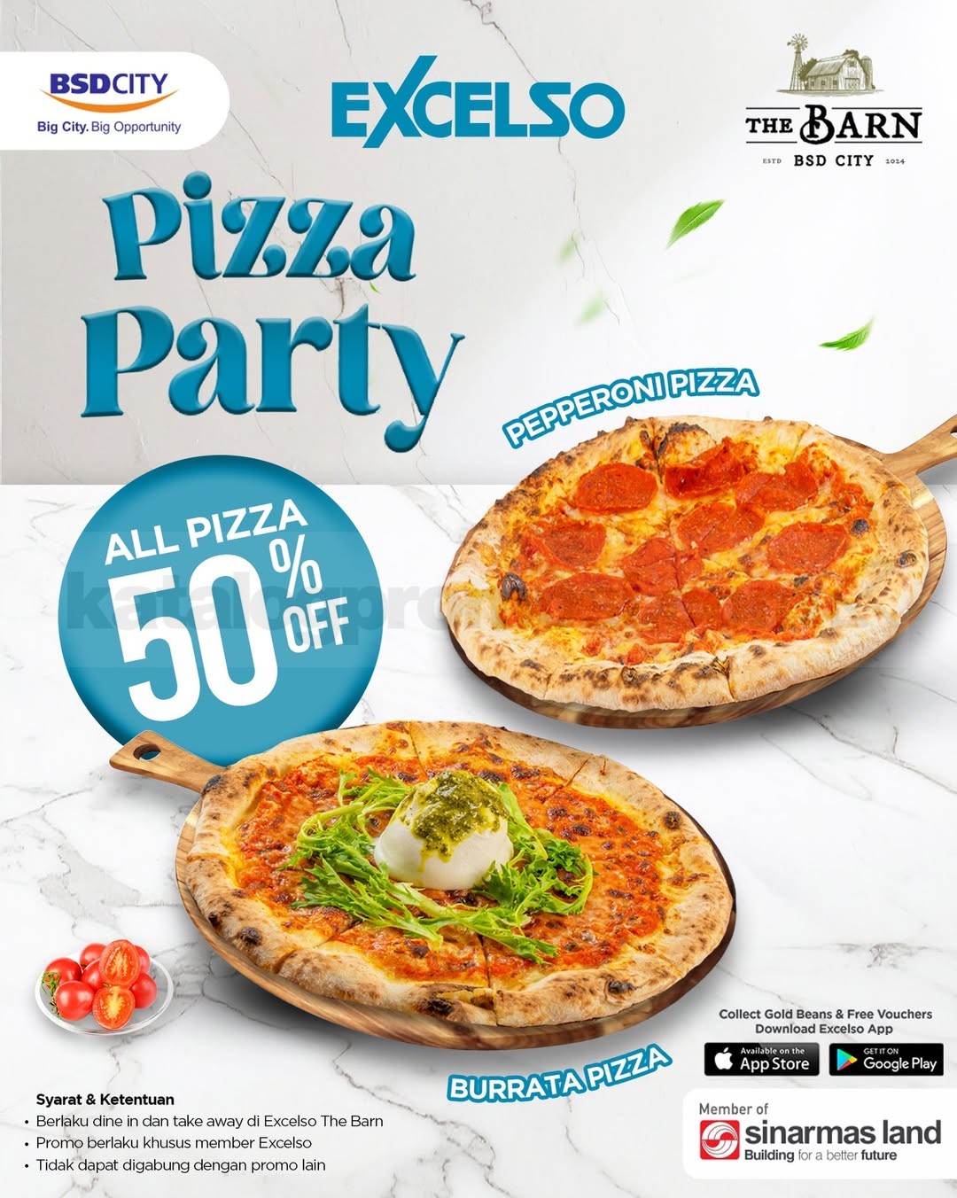 Promo Excelso The Barn Pizza Party Diskon 50% Promo Excelso The Barn Pizza Party Diskon 50% untuk semua varian pizza khusus member Excelso