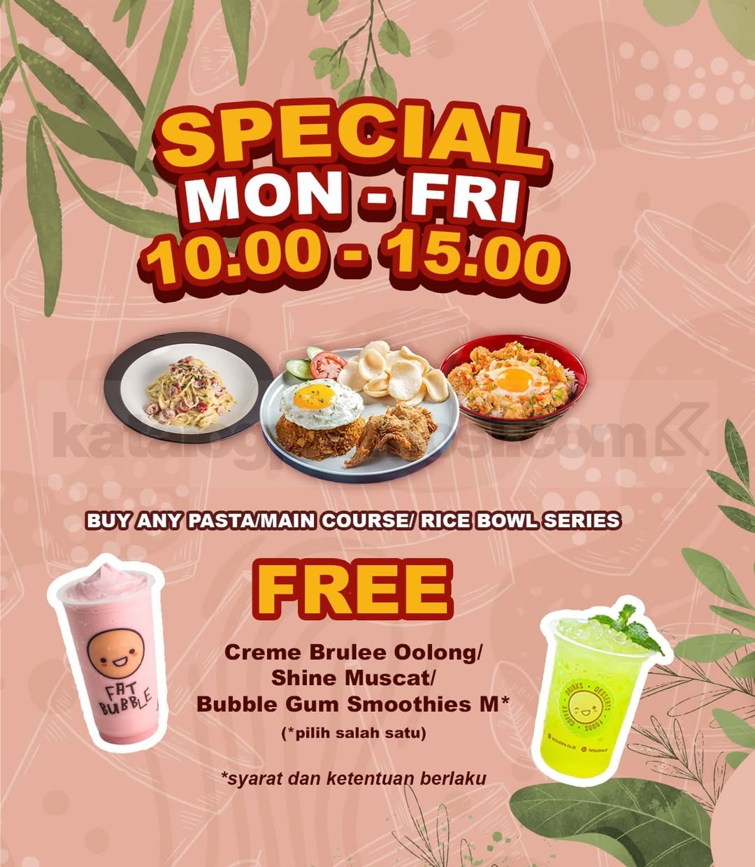 Promo Fat Bubble Beli Menu Gratis Smoothies Promo Fat Bubble Beli Menu Gratis Smoothies pasta rice bowl weekdays