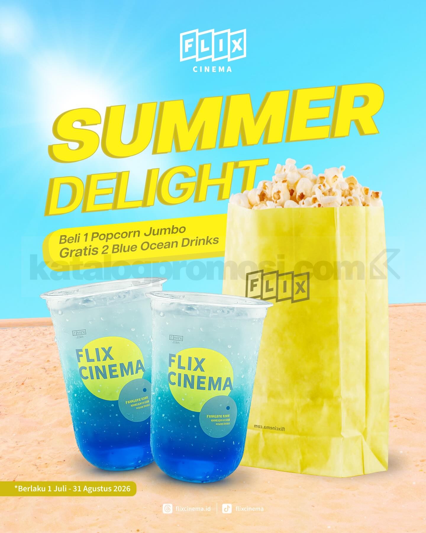 Promo FLIX Cinema Summer Delight Gratis 2 Blue Ocean Drinks Promo FLIX Cinema Summer Delight gratis 2 Blue Ocean Drinks dengan Popcorn Jumbo