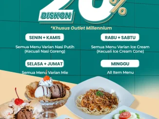 Promo Fountain The Plaza Millennium Diskon 20% untuk berbagai menu sesuai hari di lantai 1