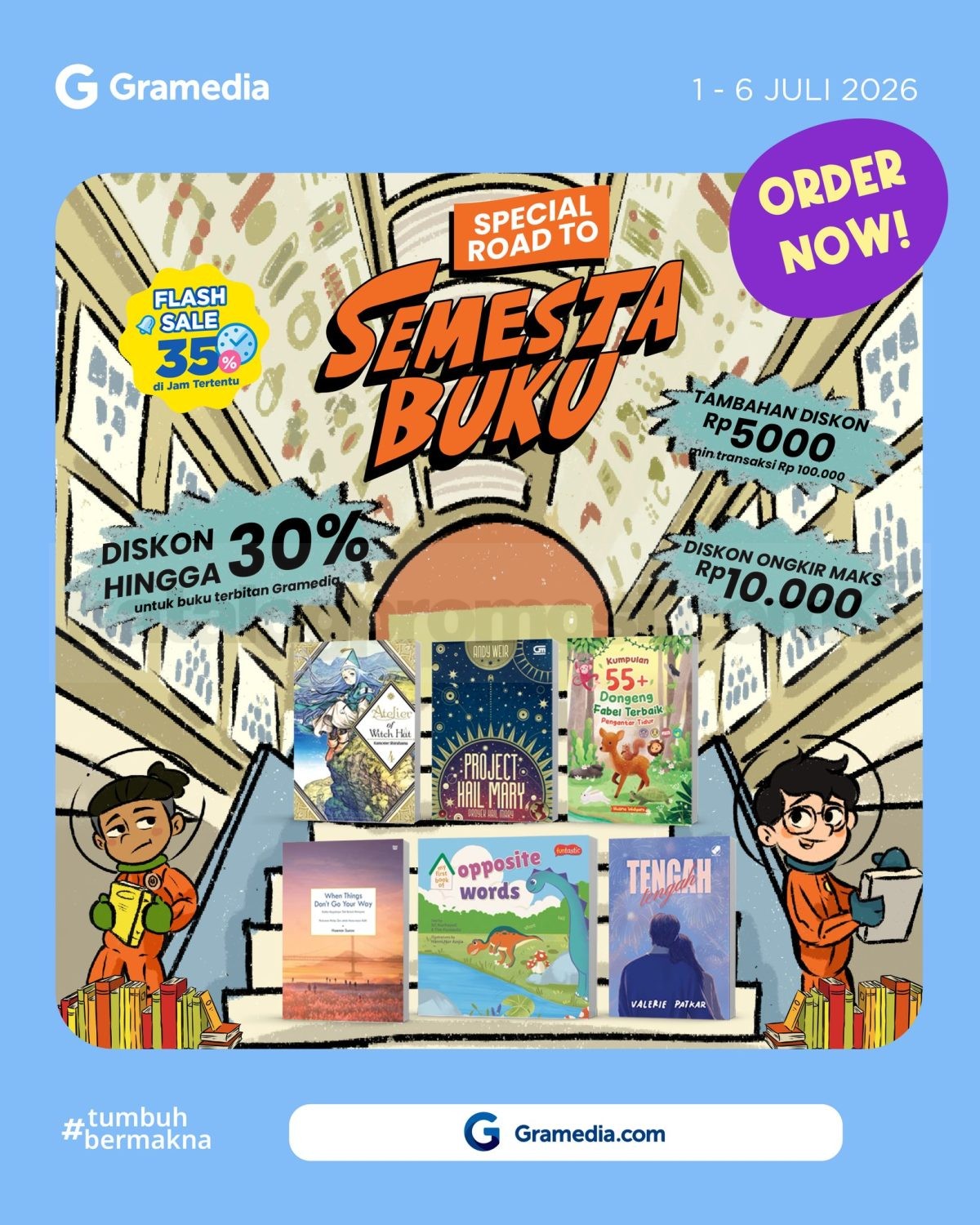 Promo Gramedia Road to Semesta Buku Diskon hingga 35% Promo Gramedia Road to Semesta Buku diskon hingga 35% untuk buku pilihan di Gramedia.com.