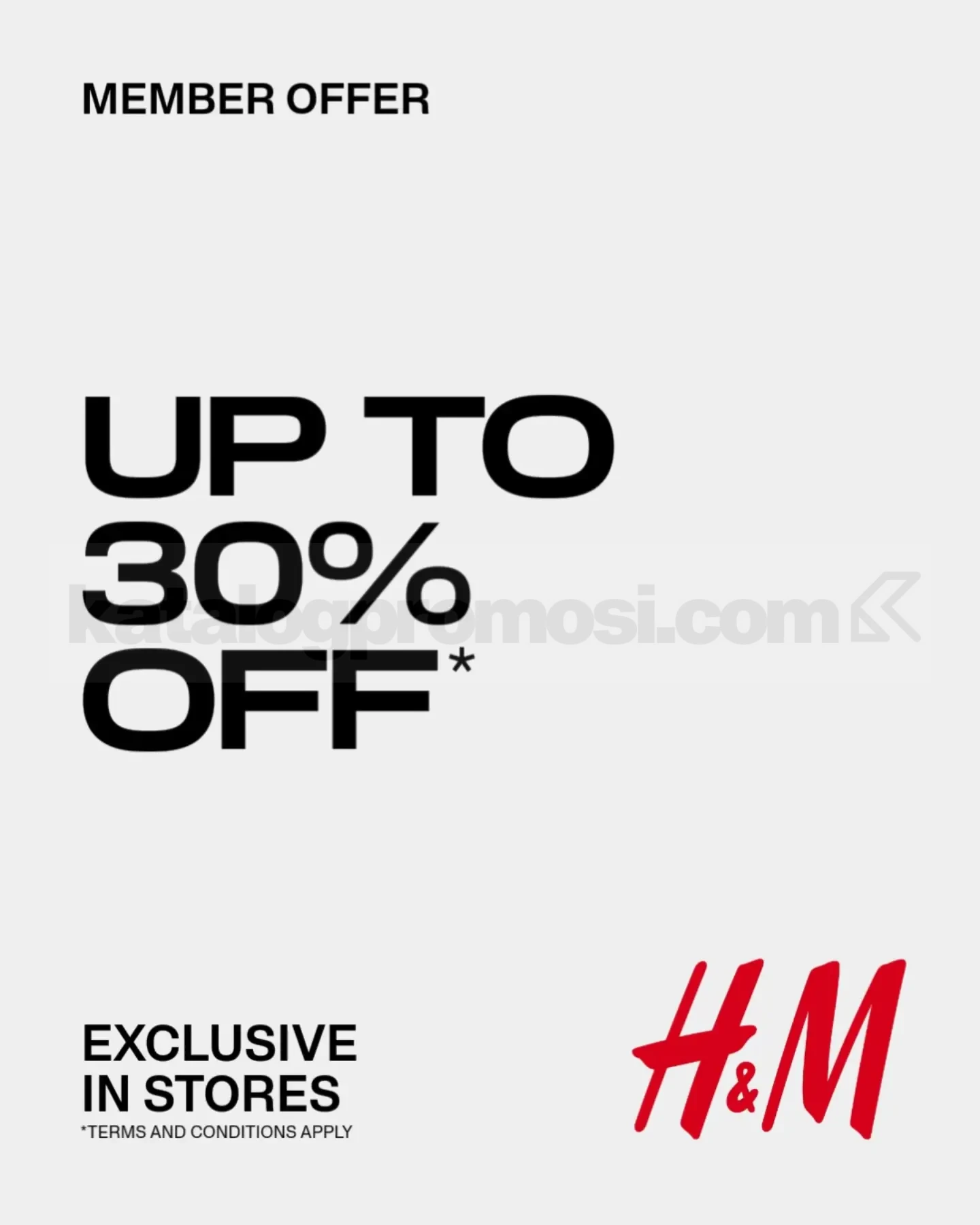 Promo H&M Diskon hingga 30% untuk Member Promo H&M Diskon hingga 30% untuk Member koleksi Women dan Men selama persediaan masih ada
